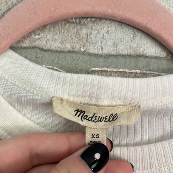 Madewell Drapey Ribbed White Long Sleeve Tee- Size XS - Picture 3 of 4